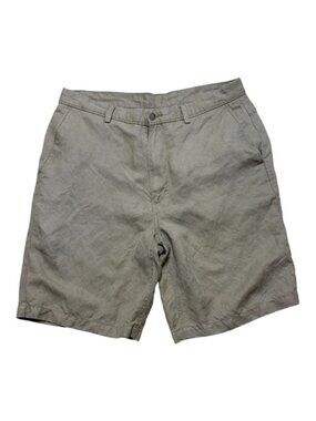 Caribbean Linen Lyocell Shorts Men’s Size 34 Beige Casual Summer Flat Front